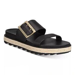 SOREL Roaming Buckle Slide Espadrille Jute Sandals NL3910 in Black 7